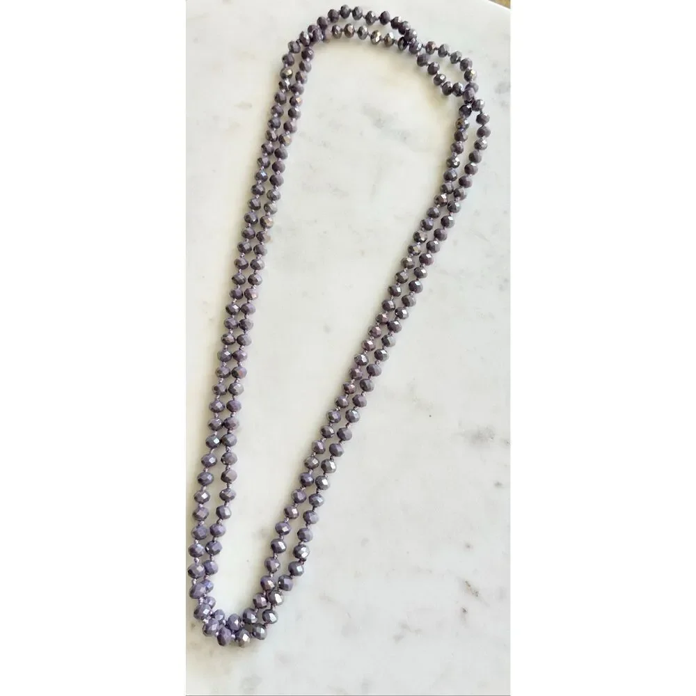 Light lavender purple sparkly beaded layered necklace